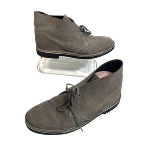 Clarks‎ Mens Gray Suede Desert Boots Size 10.5 Chukka Lace Up